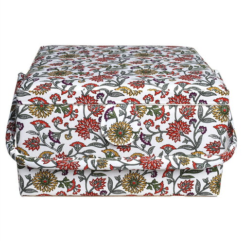 Boîte à couture 26,5cm x 26,5cm x 16cm fleur vert