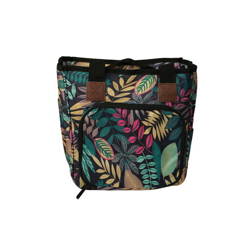 Sac tricot 23x26x14cm feuilles vertes jungle
