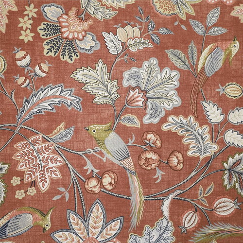 Tissu elisabeth imprimé floral rouille 150cm au mètre