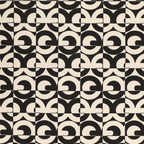 Tissu super soft stretch imprimé cercles noir 150cm au mètre