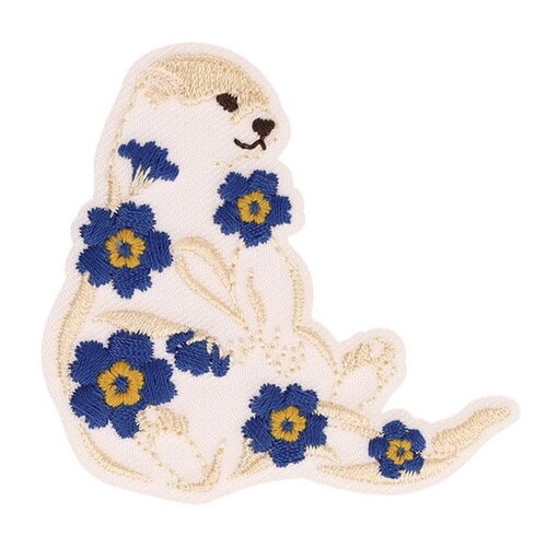 Ecusson animaux fleuris loutre 50*48mm