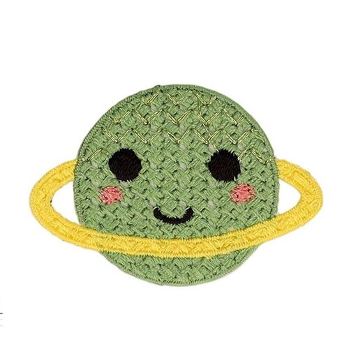 Ecusson crochet planète vert 48*34mm