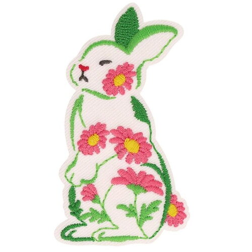 Lot de 3 écussons animaux fleuris lapin 34x59mm