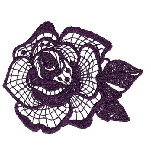 Lot de 3 écussons fleur dentelle violet 51x48mm