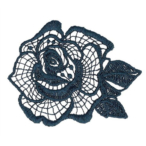 Lot de 3 écussons fleur dentelle bleu 51x48mm