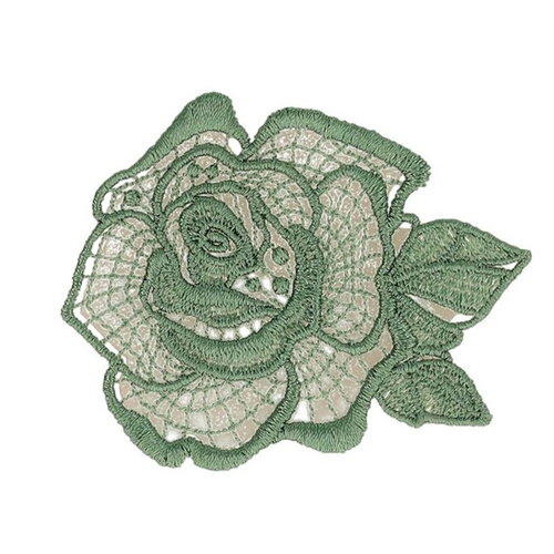 Lot de 3 écussons fleur dentelle vert 51x48mm