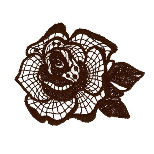 Lot de 3 écussons fleur dentelle marron 51x48mm