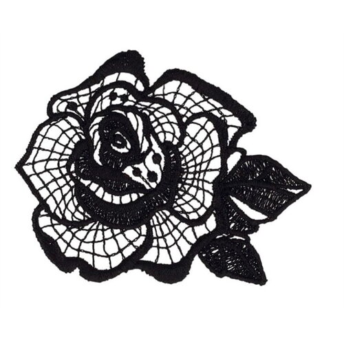 Lot de 3 écussons fleur dentelle noir 51x48mm