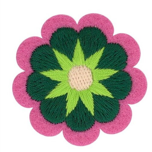 Lot de 3 écussons fleurs vert 40x40mm