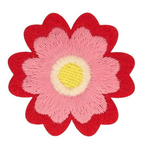 Lot de 3 écussons fleurs rose 40x40mm