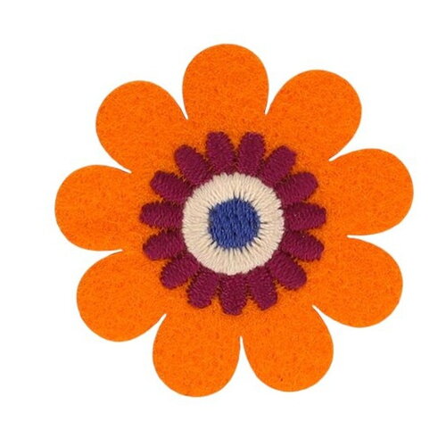 Lot de 3 écussons fleurs orange 40x40mm