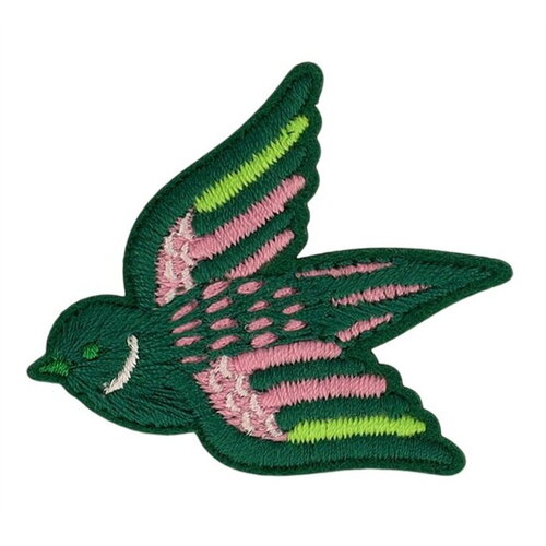 Lot de 3 écussons oiseaux vert 49x43mm