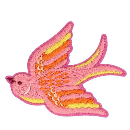 Lot de 3 écussons oiseaux rose 55x44mm