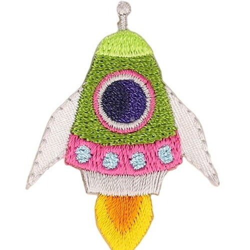 Lot de 3 écussons univers fusée 40x32mm