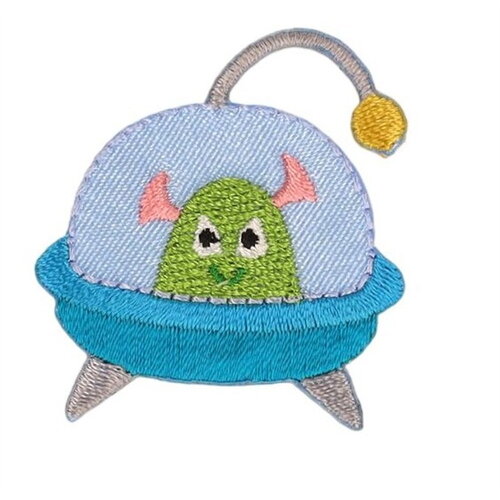 Lot de 3 écussons univers soucoupe volante 40x41mm