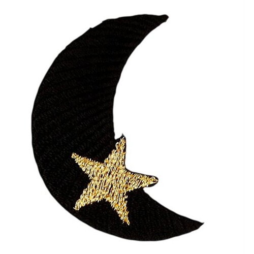 Lot de 3 écussons univers lune noir et doré 31x40mm