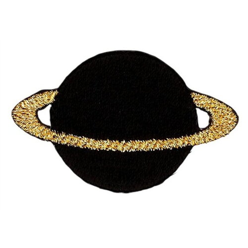 Lot de 3 écussons univers saturne noir et doré 40x30mm