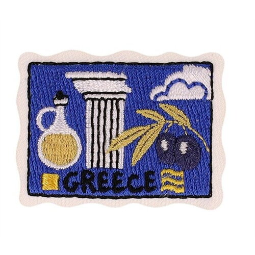 Lot de 3 écussons carte postale pays grèce 42x32mm