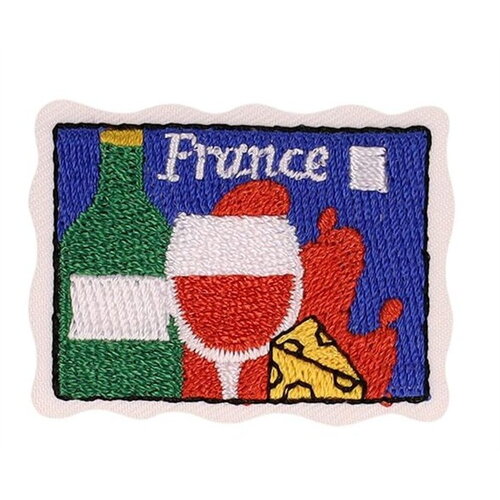 Lot de 3 écussons carte postale pays france 42x32mm