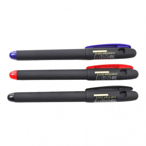 Lot de 3 stylos couture effaçables à la chaleur rouge, noir et bleu rouge