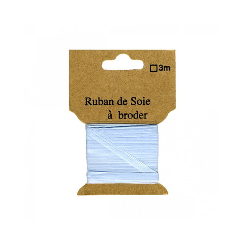 Ruban de soie à broder 7mm de 3 mètres bleu ciel