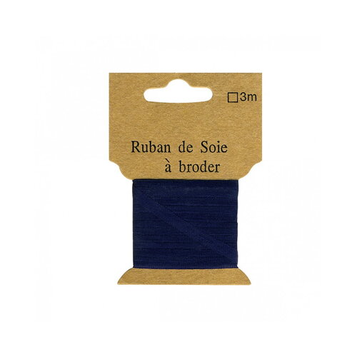 Ruban de soie à broder 7mm de 3 mètres marin