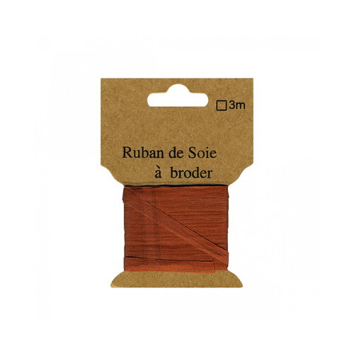 Ruban de soie à broder 7mm de 3 mètres rouille