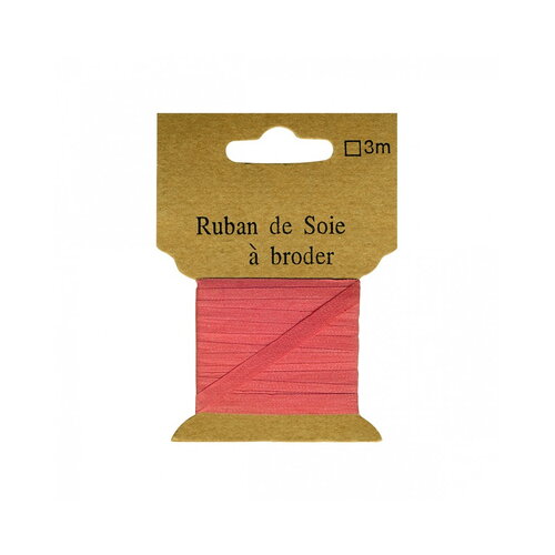 Ruban de soie à broder 7mm de 3 mètres rose dragée