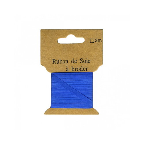 Ruban de soie à broder 4mm de 3 mètres bleu