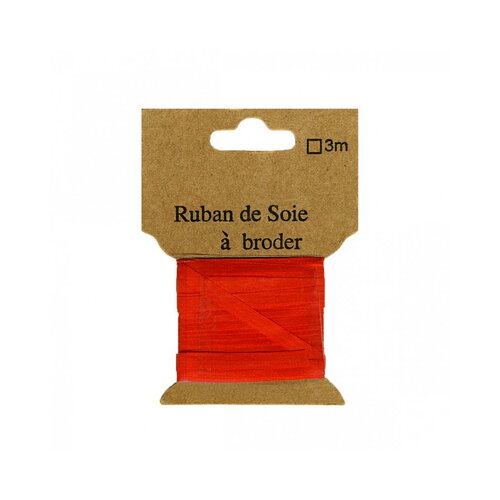 Ruban de soie à broder 4mm de 3 mètres corail