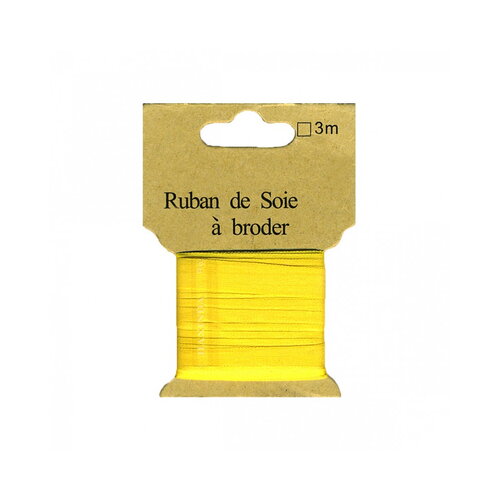 Ruban de soie à broder 4mm de 3 mètres jaune