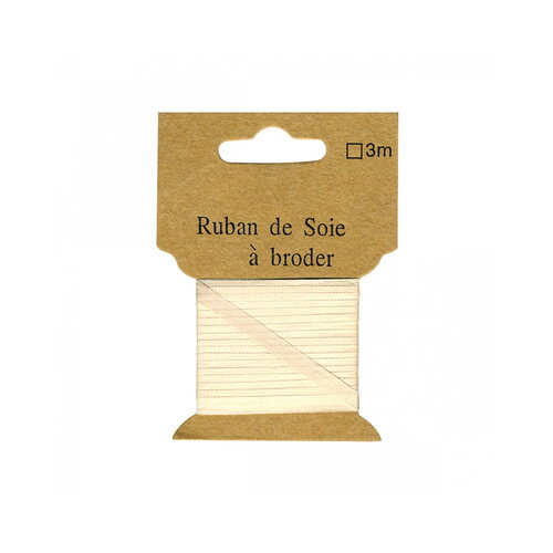 Ruban de soie à broder 7mm de 3 mètres champagne
