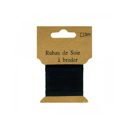 Ruban de soie à broder 4mm de 3 mètres noir
