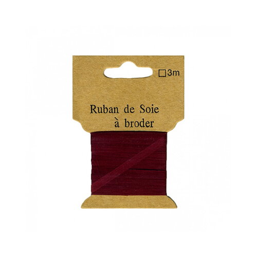 Ruban de soie à broder 4mm de 3 mètres bordeaux