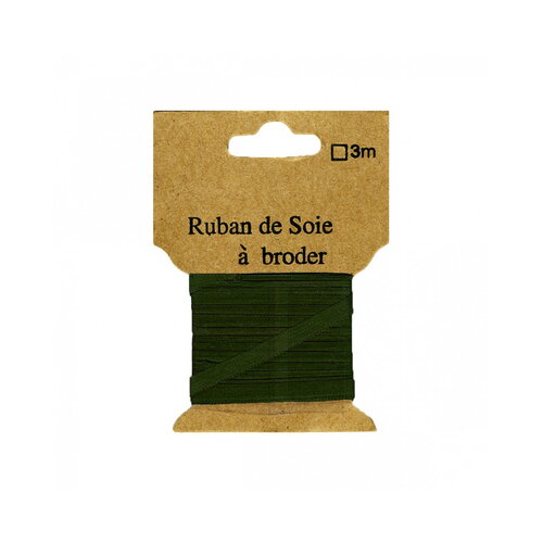 Ruban de soie à broder 4mm de 3 mètres sapin