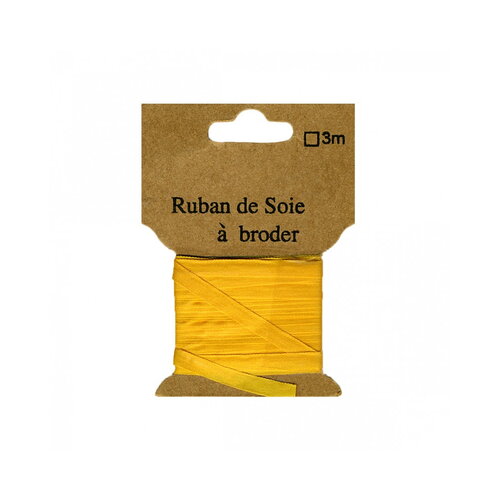 Ruban de soie à broder 4mm de 3 mètres abricot