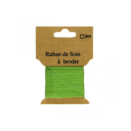 Ruban de soie à broder 4mm de 3 mètres prairie