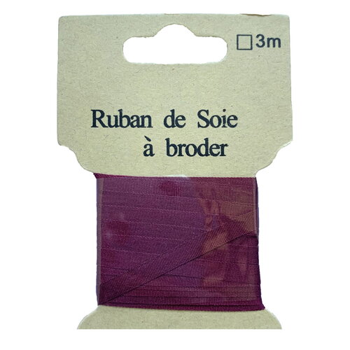Ruban de soie à broder 4mm de 3 mètres lie de vin