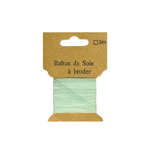 Ruban de soie à broder 4mm de 3 mètres vert d'eau
