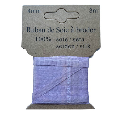 Ruban de soie à broder 4mm de 3 mètres mauve
