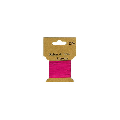 Ruban de soie à broder 4mm de 3 mètres fuchsia