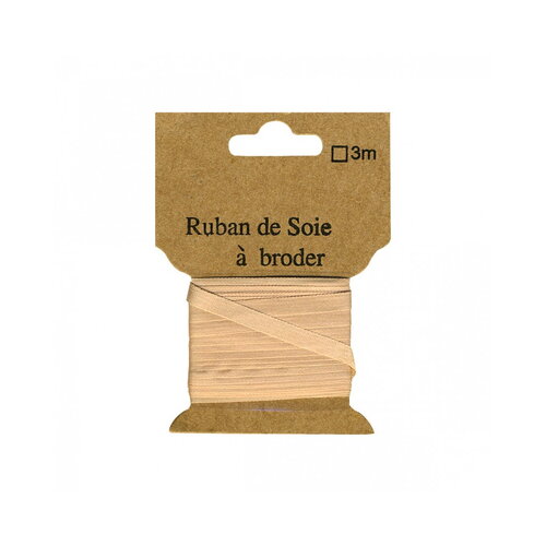 Ruban de soie à broder 4mm de 3 mètres beige