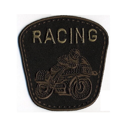 Ecusson thermocollant moto racing noir 6.7cmx8cm