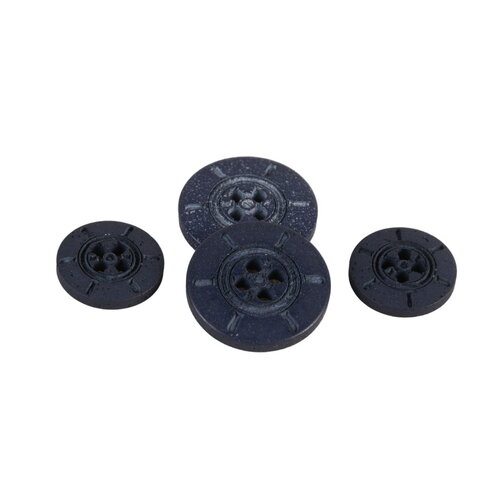 Lot de 6 boutons gouvernail bleu marine