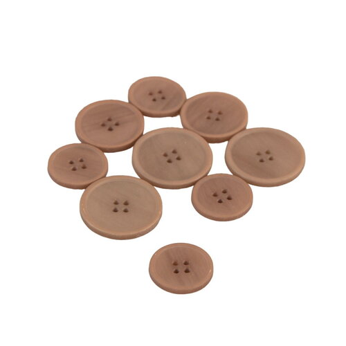 Lot de 3 boutons bio résine 4 trous beige foncé