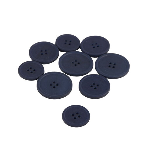 Lot de 3 boutons bio résine 4 trous bleu marine