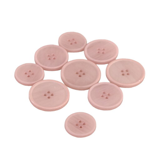 Lot de 3 boutons bio résine 4 trous rose laurier