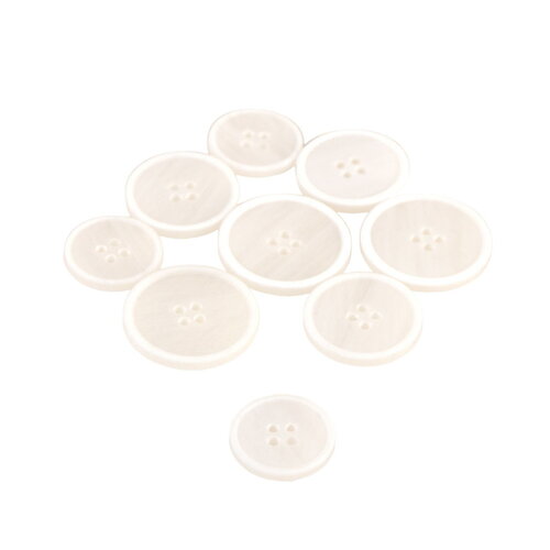 Lot de 6 boutons bio résine 4 trous blanc