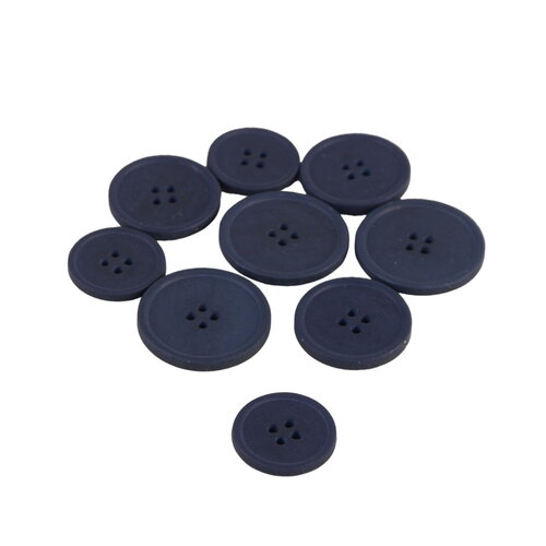 Bouton bio résine 4 trous bleu marine