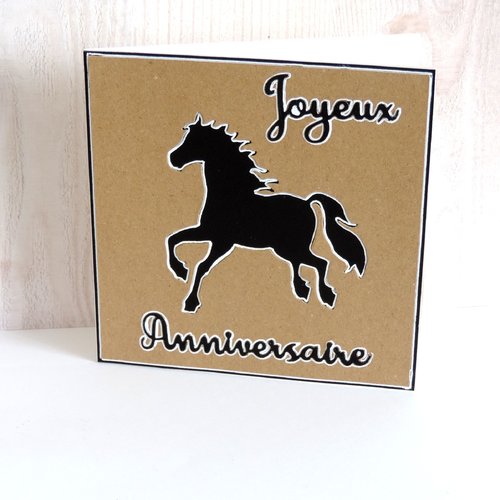 Carte anniversaire, carte cheval, fait main